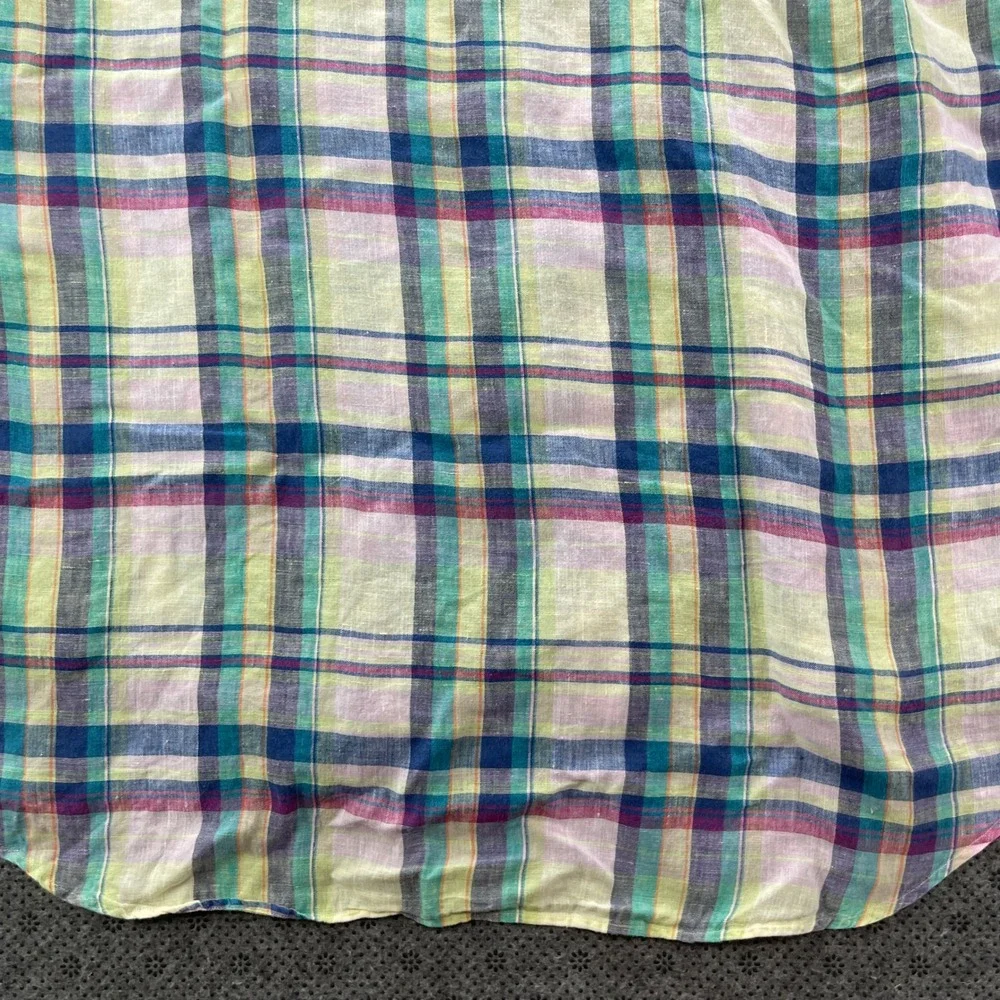 Ralph Lauren Blake Mens XL Linen Plaid Button Down Shirt Multi Color Long Sleeve